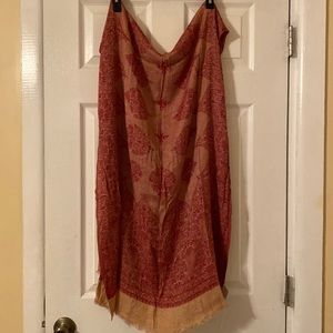 Earthbound Scarf Shawl Beautiful Red Tan Pattern